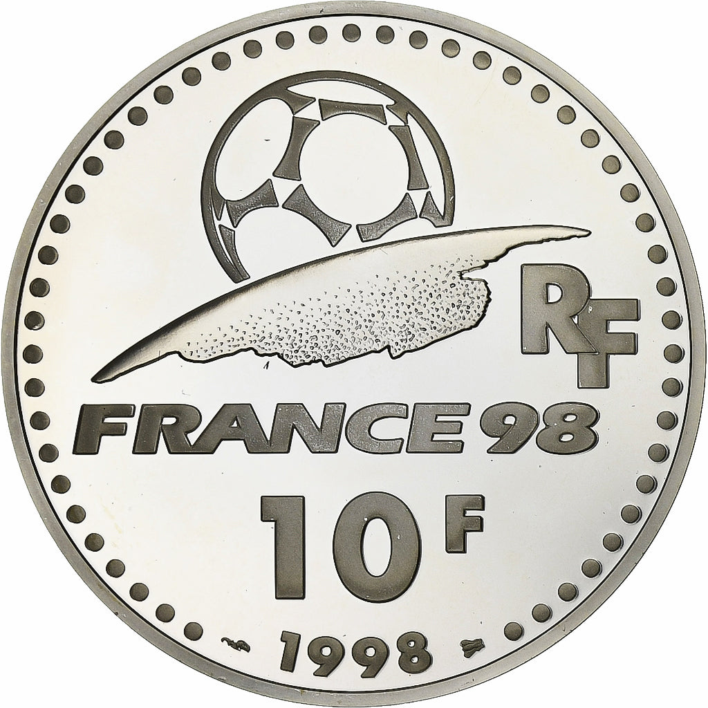 France, 10 Francs, Coupe du monde 98, 1998, MDP, Proof, Silver, MS(65-70)