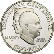 United States, Dollar, Eisenhower centennial, 1990, Philadelphia, Proof, Silver