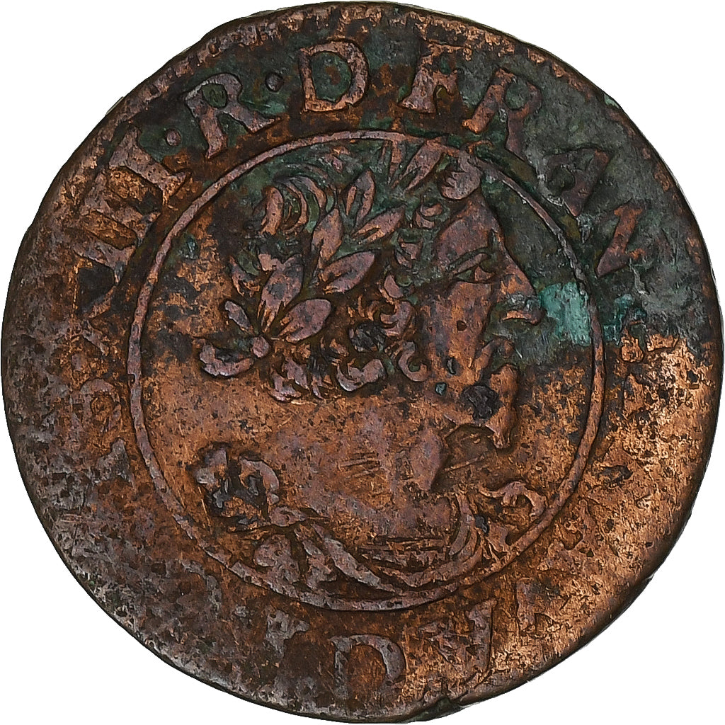Frankrijk, Louis XIII, Double Tournois, 1631, Lyon, Koper, FR+, Gadoury:11