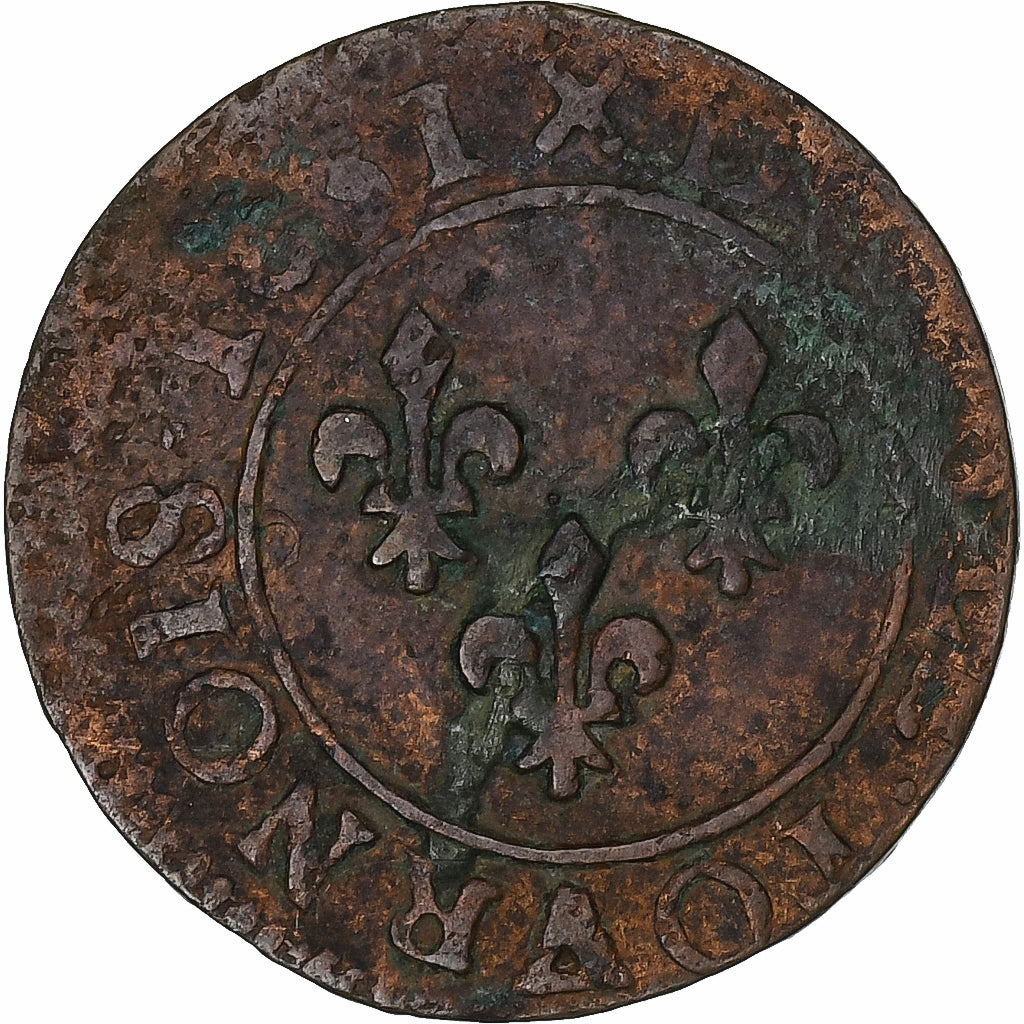 Frankrijk, Louis XIII, Double Tournois, 1631, Lyon, Koper, FR+, Gadoury:11