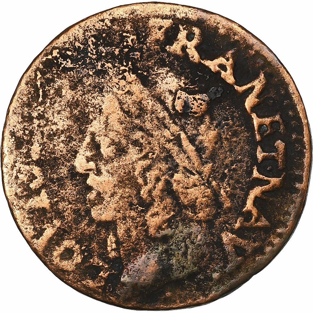 France, Louis XIII, Double Tournois, Copper, F(12-15), Gadoury:12