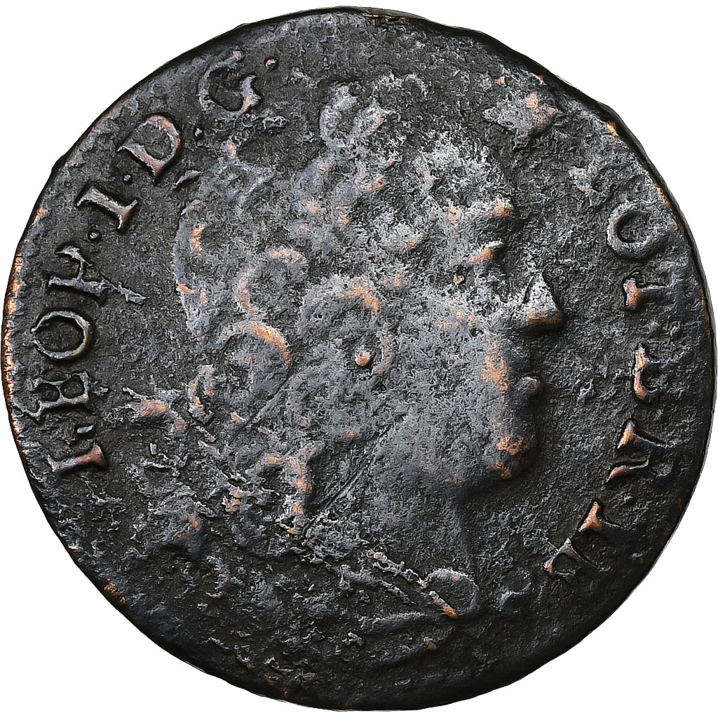 Duchy of Lorraine, Leopold I, Liard de Lorraine, 1728, Nancy, Cobre, VF(30-35)