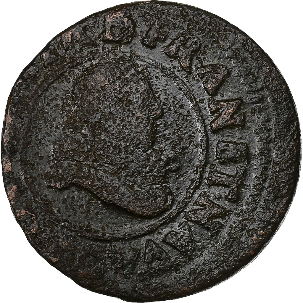 França, Louis XIII, Double Tournois, 1634, Lyon, Cobre, VF(20-25), Gadoury:9a
