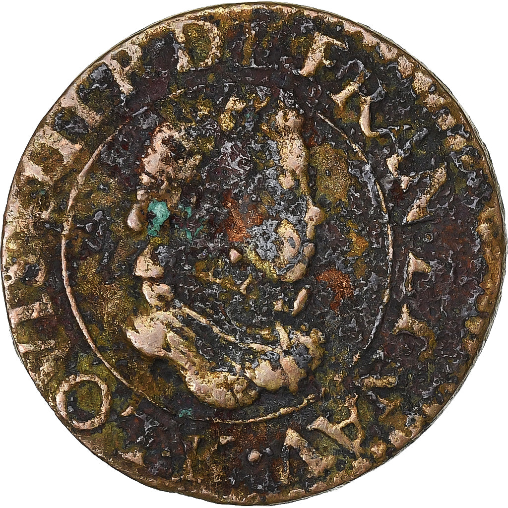 Frankrijk, Louis XIII, Double Tournois, 1611, Bordeaux, Koper, ZG+, Gadoury:6