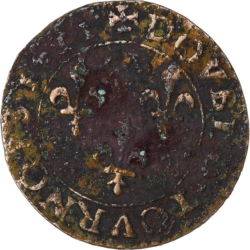 Frankrijk, Louis XIII, Double Tournois, 1611, Bordeaux, Koper, ZG+, Gadoury:6