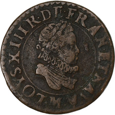 Frankrijk, Louis XIII, Double Tournois, 1612, Toulouse, Koper, FR+, Gadoury:6