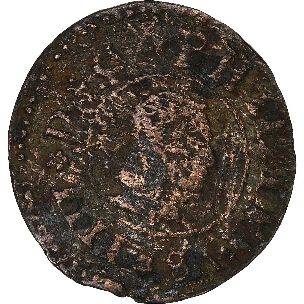 España, Philip IV, 16 Maravedis, 1663, Seville, Cobre, BC+, KM:172.7