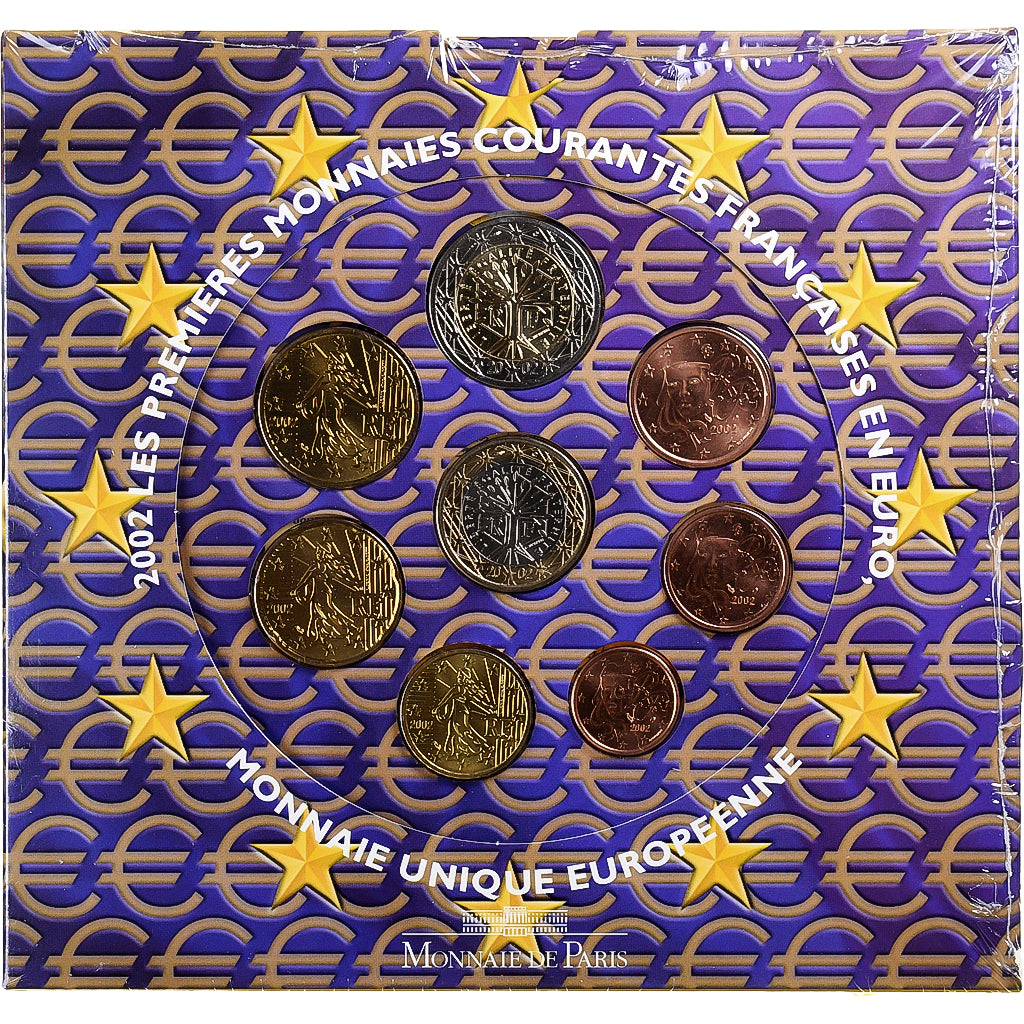 Francia, 1 Cent to 2 Euro, BU, 2002, Monnaie de Paris, Sin información, FDC