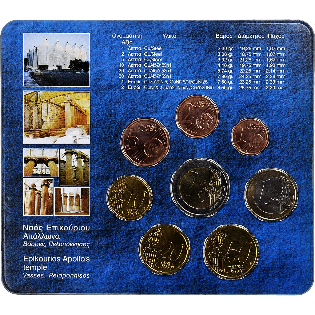 Greece, 1 Cent to 2 Euro, BU, 2004, Athens, MS(65-70)