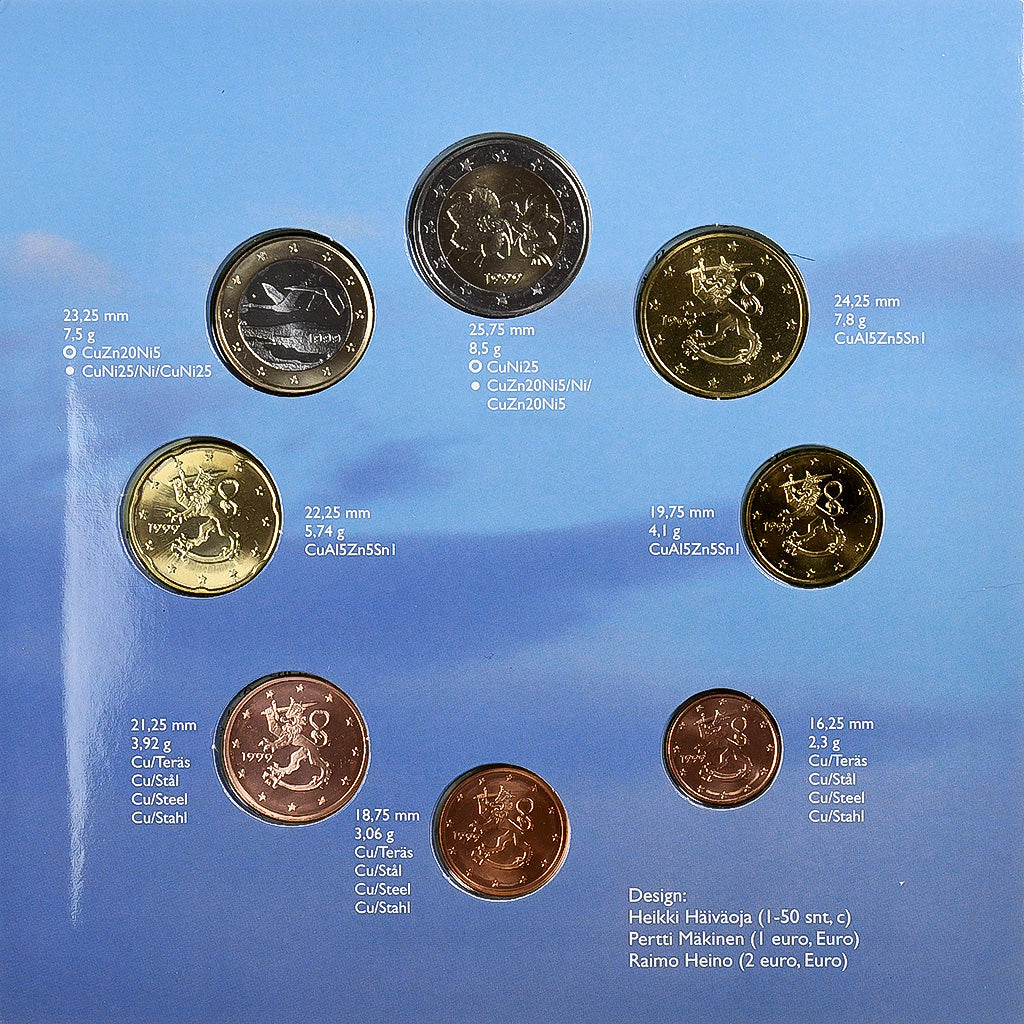 Finnland, 1 Cent to 2 Euro, BU, 1999, Vantaa, STGL