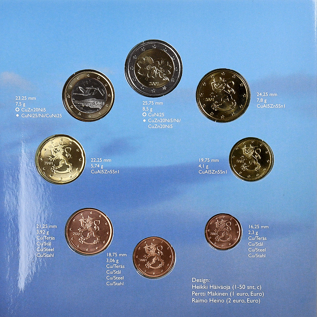 Finnland, 1 Cent to 2 Euro, BU, 2001, Vantaa, STGL