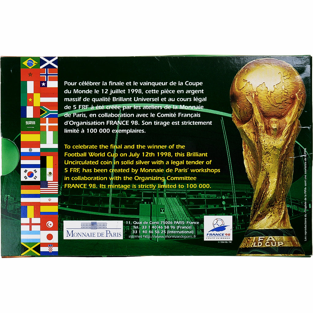 Francia, 5 Francs, France 98, Victoire, 2000, Monnaie de Paris, BU, Argento, FDC