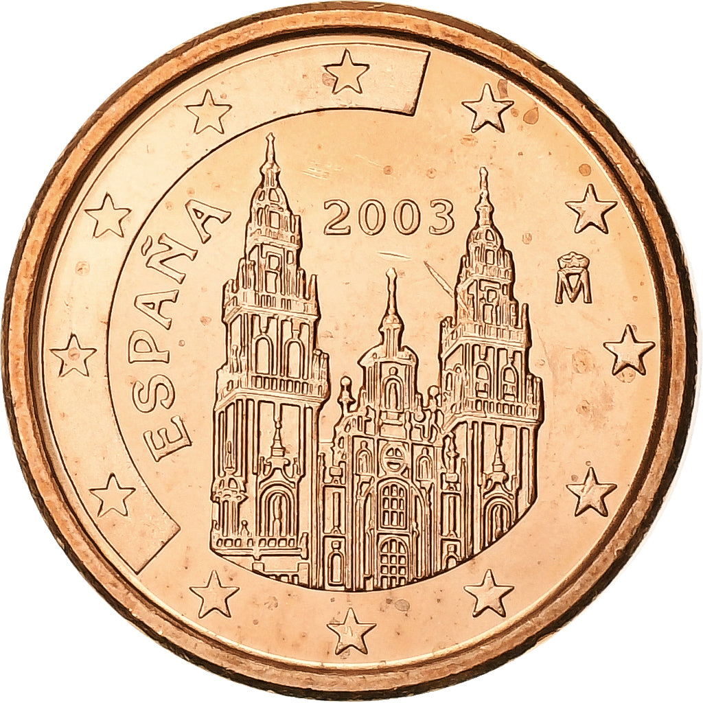 España, Euro Cent, BU, 2003, Madrid, Cobre chapado en acero, SC, KM:1040