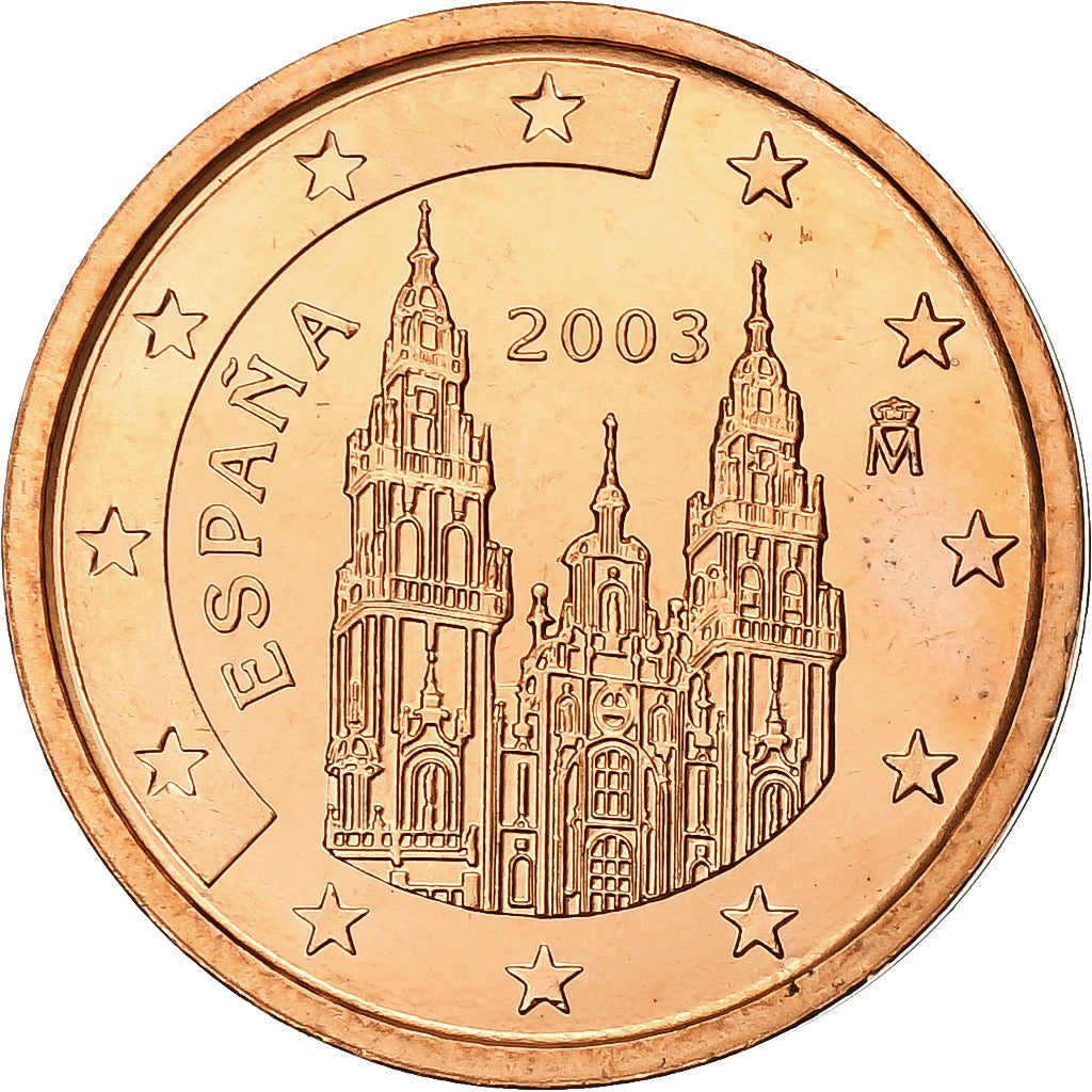 Spanien, 2 Euro Cent, BU, 2003, Madrid, Copper Plated Steel, UNZ, KM:1041