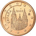 España, 5 Euro Cent, BU, 2003, Madrid, Cobre chapado en acero, SC, KM:1042