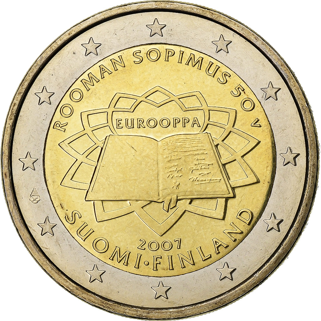 Finlândia, 2 Euro, Traité de Rome, 2007, Bimetálico, MS(63), KM:138