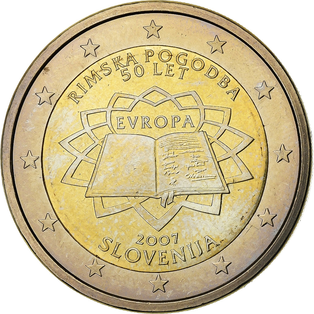 Slovenia, 2 Euro, Traité de Rome, 2007, Bi-Metallic, MS(63), KM:106