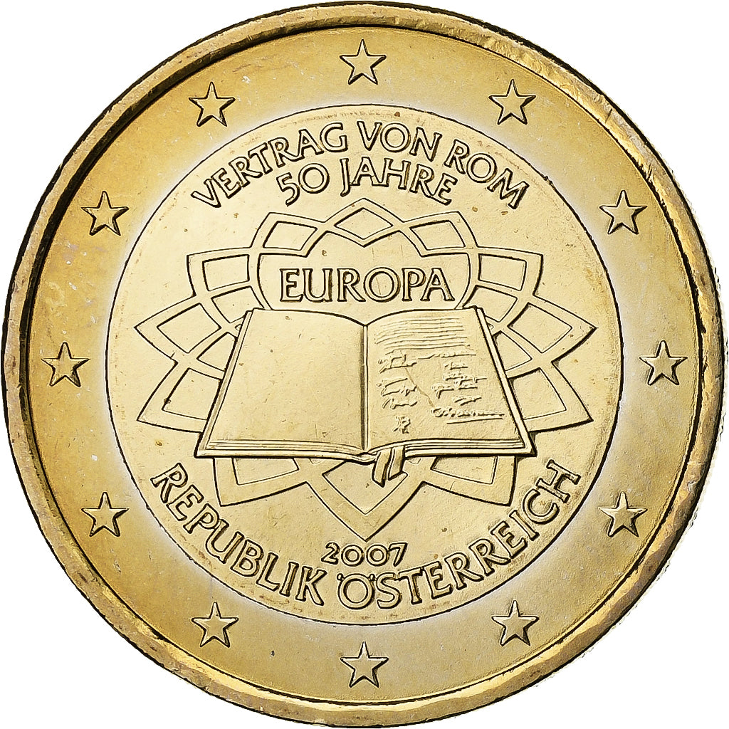 Áustria, 2 Euro, Traité de Rome, 2007, Bimetálico, MS(63), KM:3150