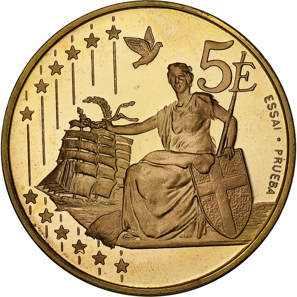 Dinamarca, Margrethe II, 5 Euro, unofficial private coin, 2002, Cobre, MS(63)