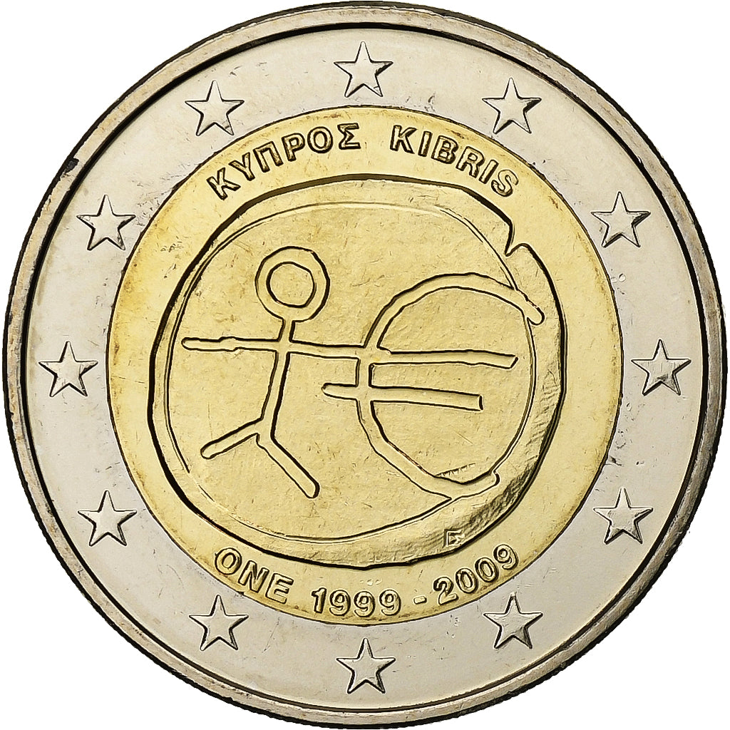 Cyprus, 2 Euro, Union économique et monétaire, BU, 2009, Vantaa, Bi-Metallic