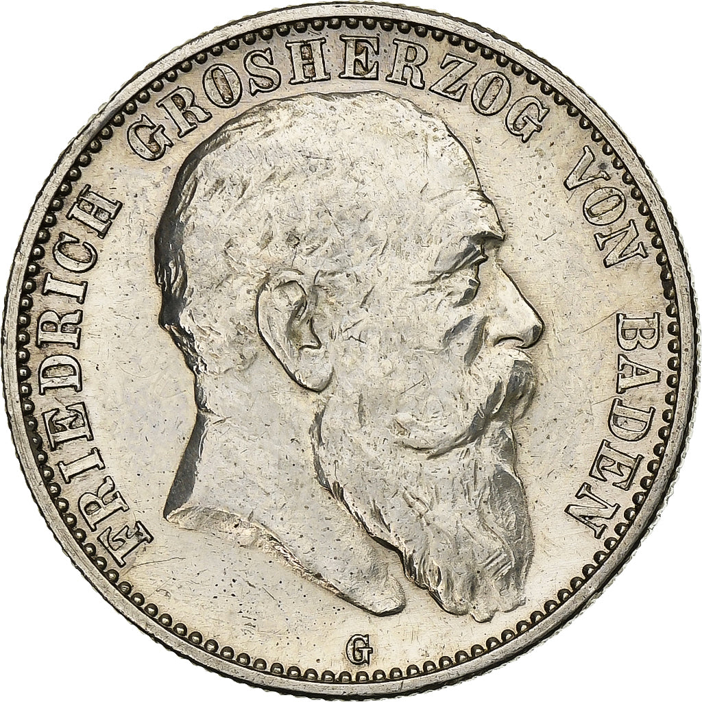 Allemagne, Grand-duchy of Baden, Friedrich I, 2 Mark, 1907, Karlsruhe, Argent