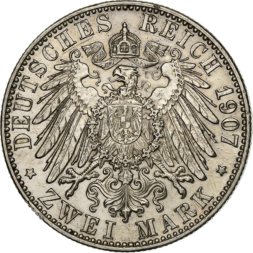 Allemagne, Grand-duchy of Baden, Friedrich I, 2 Mark, 1907, Karlsruhe, Argent