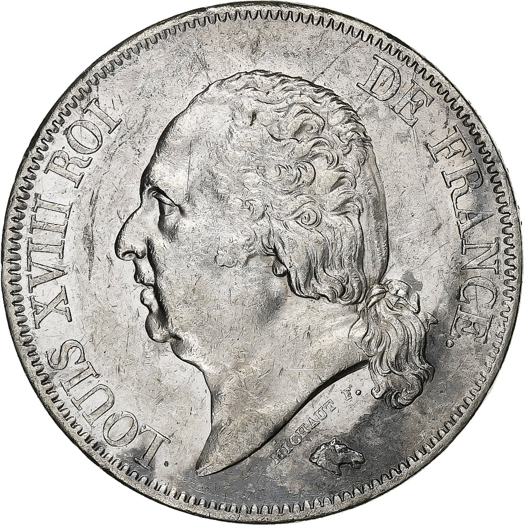 Frankreich, Louis XVIII, 5 Francs, 1823, Lille, Silber, SS, Gadoury:614