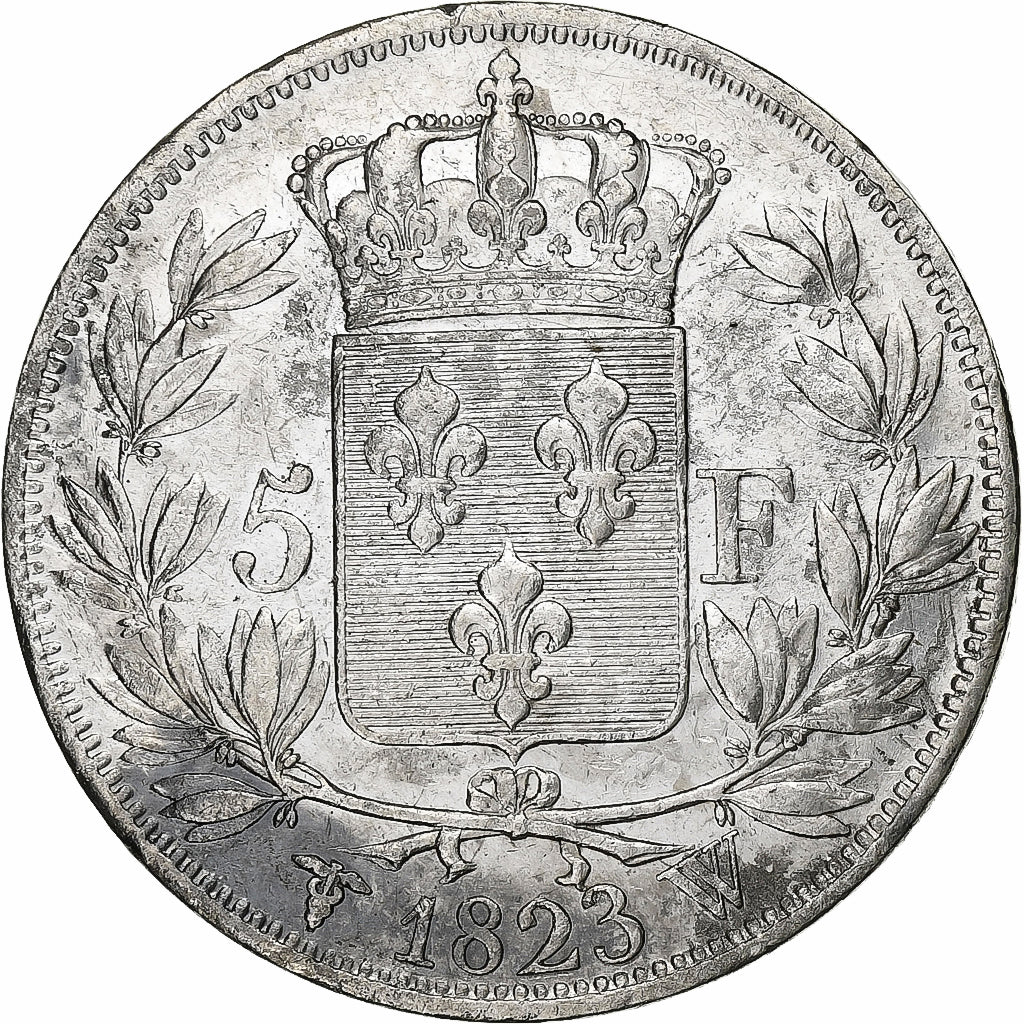 Frankreich, Louis XVIII, 5 Francs, 1823, Lille, Silber, SS, Gadoury:614