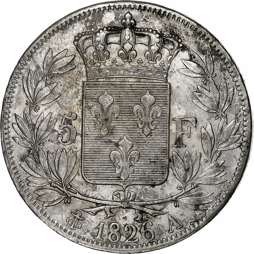 Francia, Charles X, 5 Francs, 1826, Paris, Argento, BB+, Gadoury:643, KM:720.1
