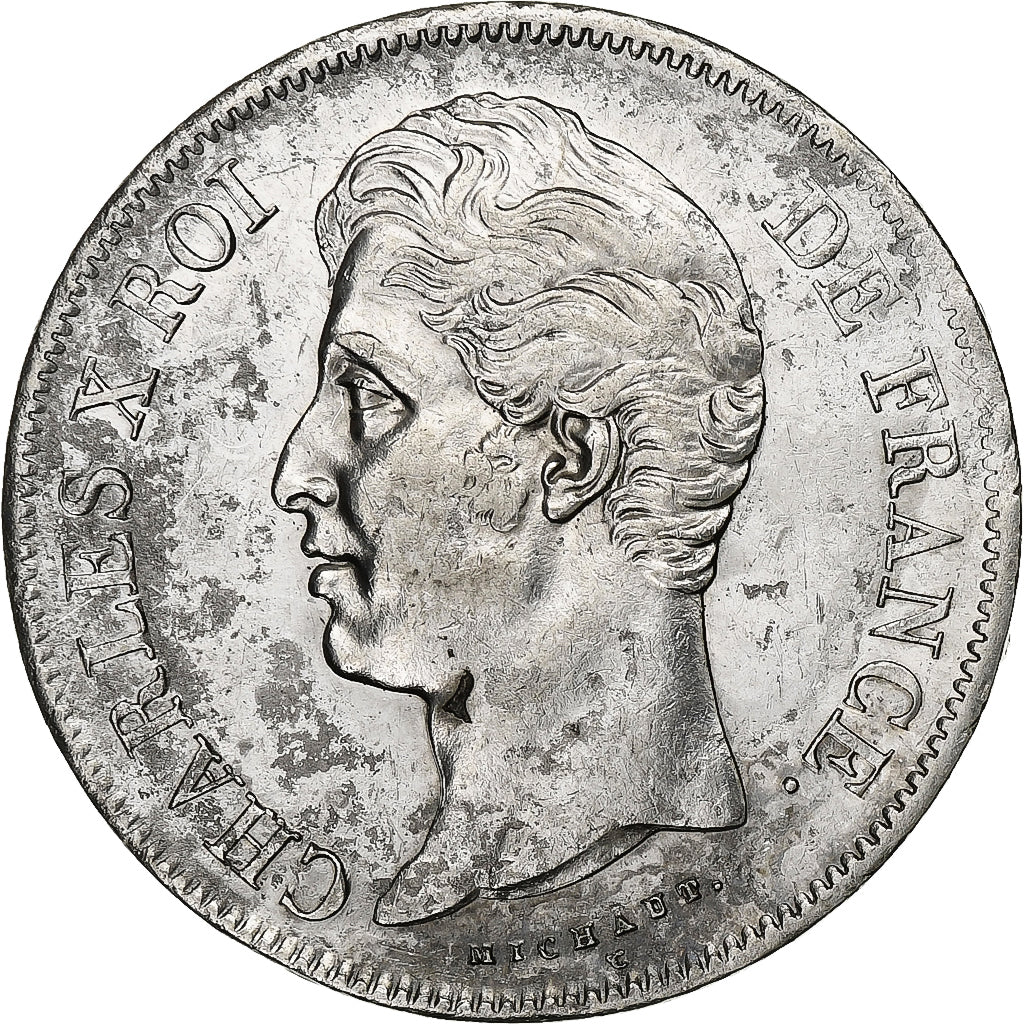 Francia, Charles X, 5 Francs, 1827, Lille, Plata, MBC+, Gadoury:644, KM:728.13