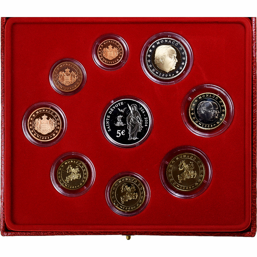Monaco, Coffret 1c. à 5€, sainte Dévote, FS, 2004, Monnaie de Paris, N.C.