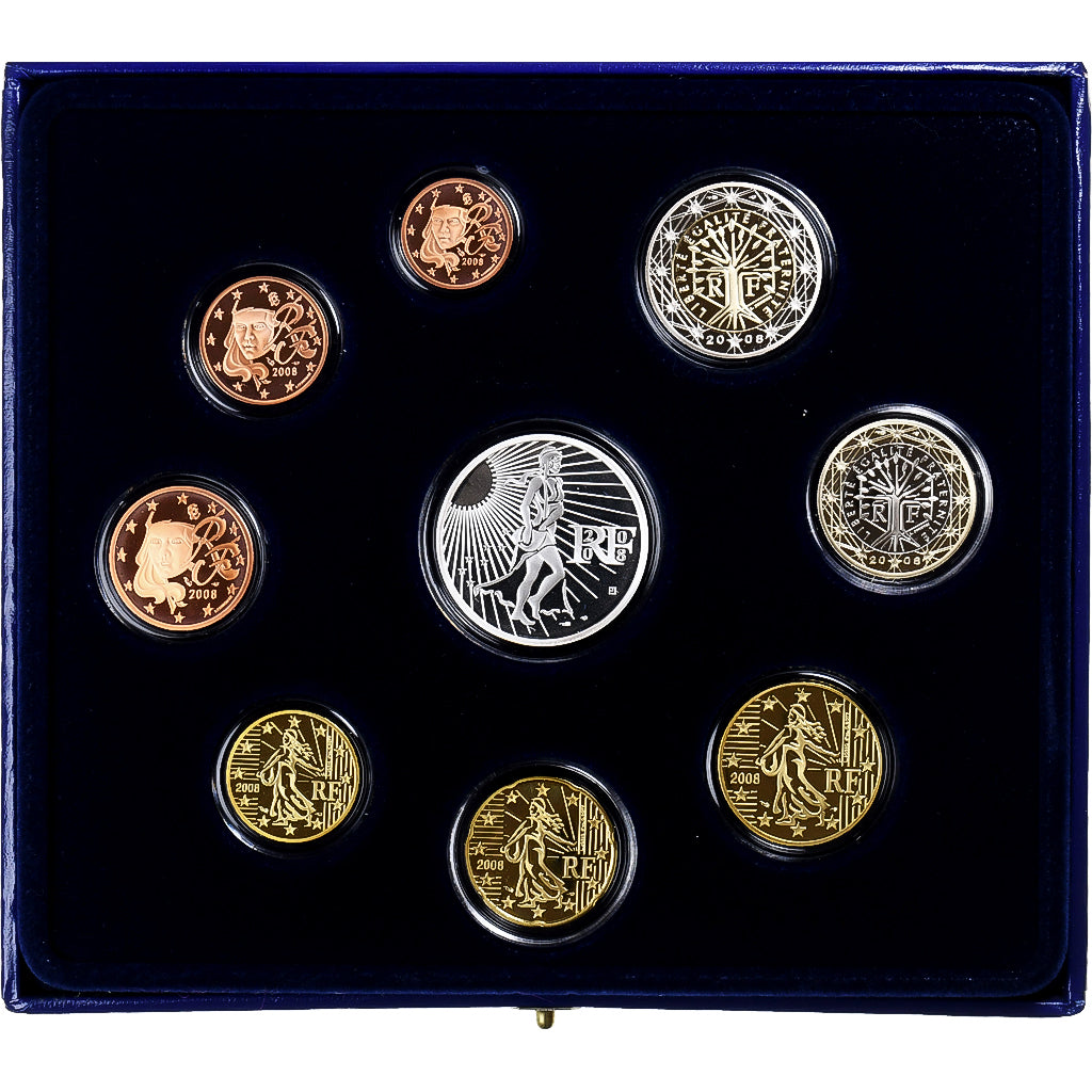 Francja, Coffret 1c. à 15€, Proof, 2008, Monnaie de Paris, ND, MS(65-70)
