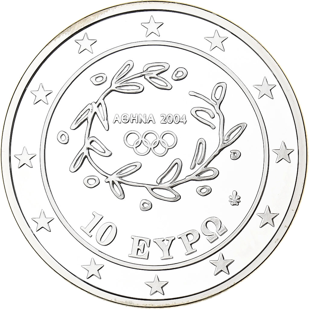 Greece, 10 Euro, Olympics Sports, Disk Throw, Proof, 2004, Athens, Silver