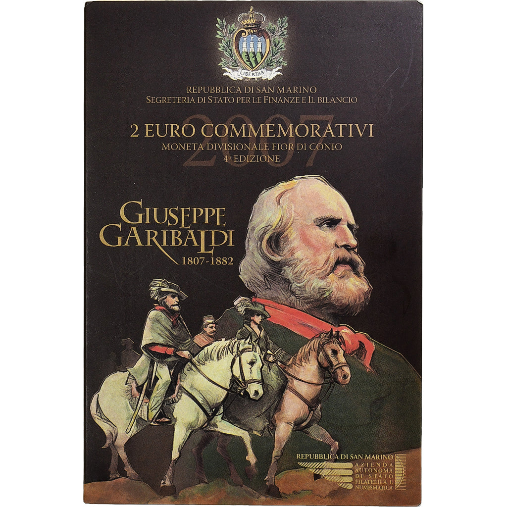 San Marino, 2 Euro, Giuseppe Garibaldi, FDC, 2007, Rome, Bimetálico, FDC
