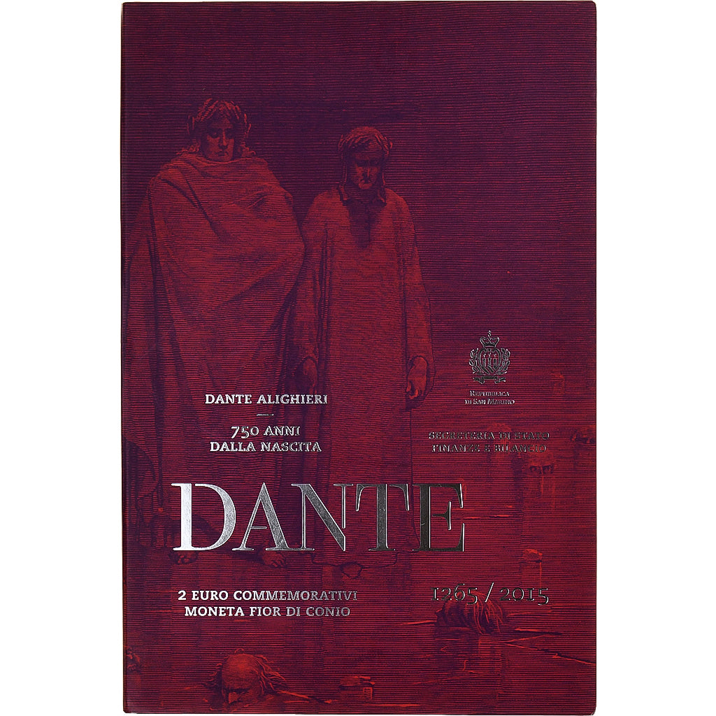 San Marino, 2 Euro, Dante Alighieri, FDC, 2015, Rome, Bi-Metallic, STGL