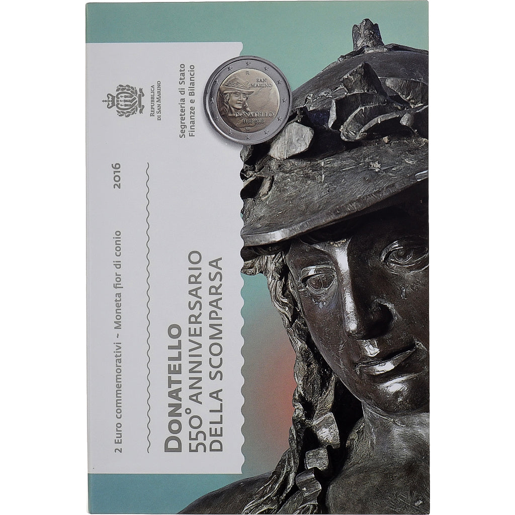 San Marino, 2 Euro, Donatello, FDC, 2016, Rome, Bi-Metallic, MS(65-70)