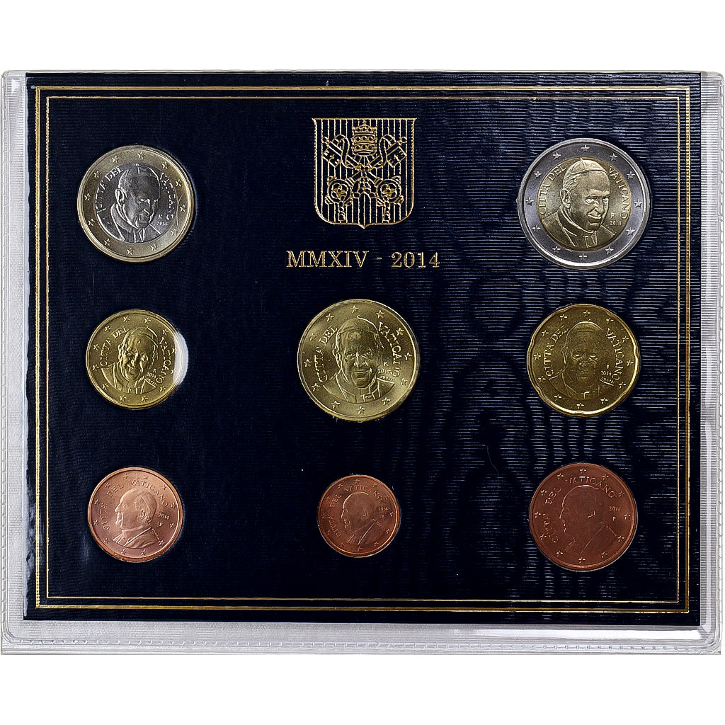 Vatican, Pape François, 1 Cent to 2 Euro, 2014, Rome, MS(65-70)