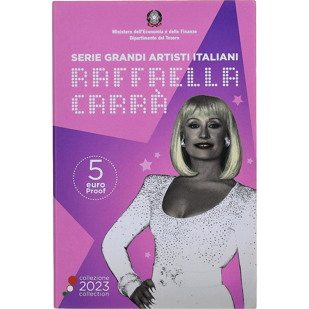 Italia, 5 Euro, Raffaella Carra, Prueba, 2023, Rome, Bimetálico, FDC