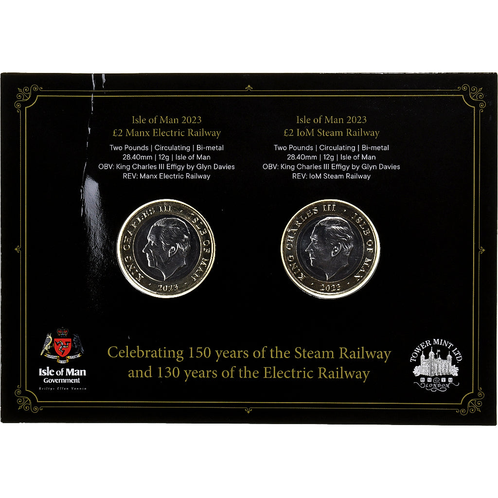 Isla de Man, Charles III, 2 x 2£, Year of the Railways, 2023, Tower mint, BU