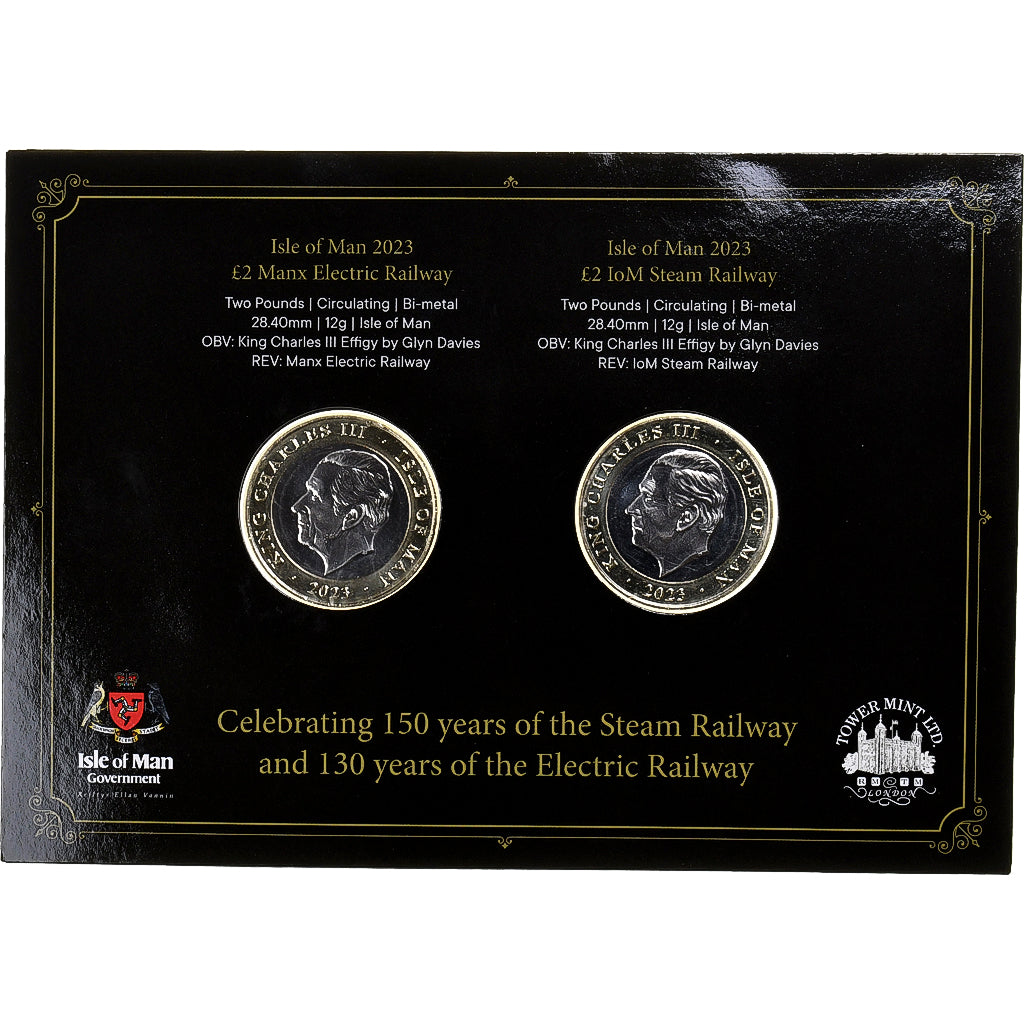 Isle of Man, Charles III, 2 x 2£, Year of the Railways, 2023, Tower mint, BU