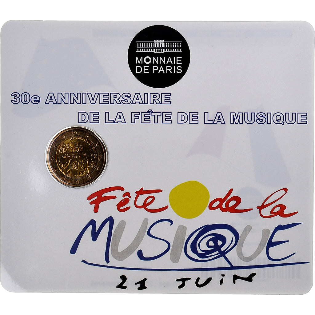 France, 2 Euro, fête de la musique, BU, 2011, Monnaie de Paris, Bi-Metallic