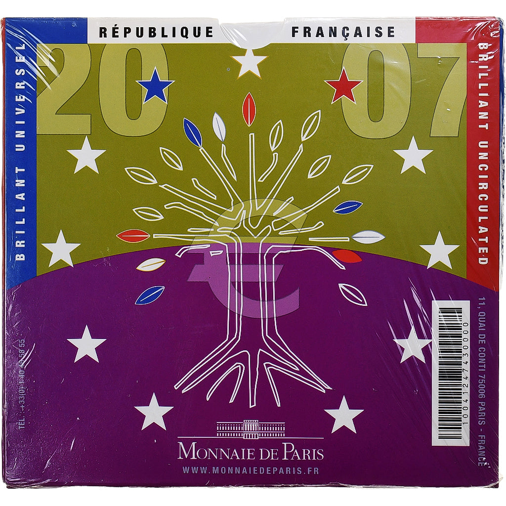 France, 1 Cent to 2 Euro, BU, 2007, Monnaie de Paris, MS(65-70)