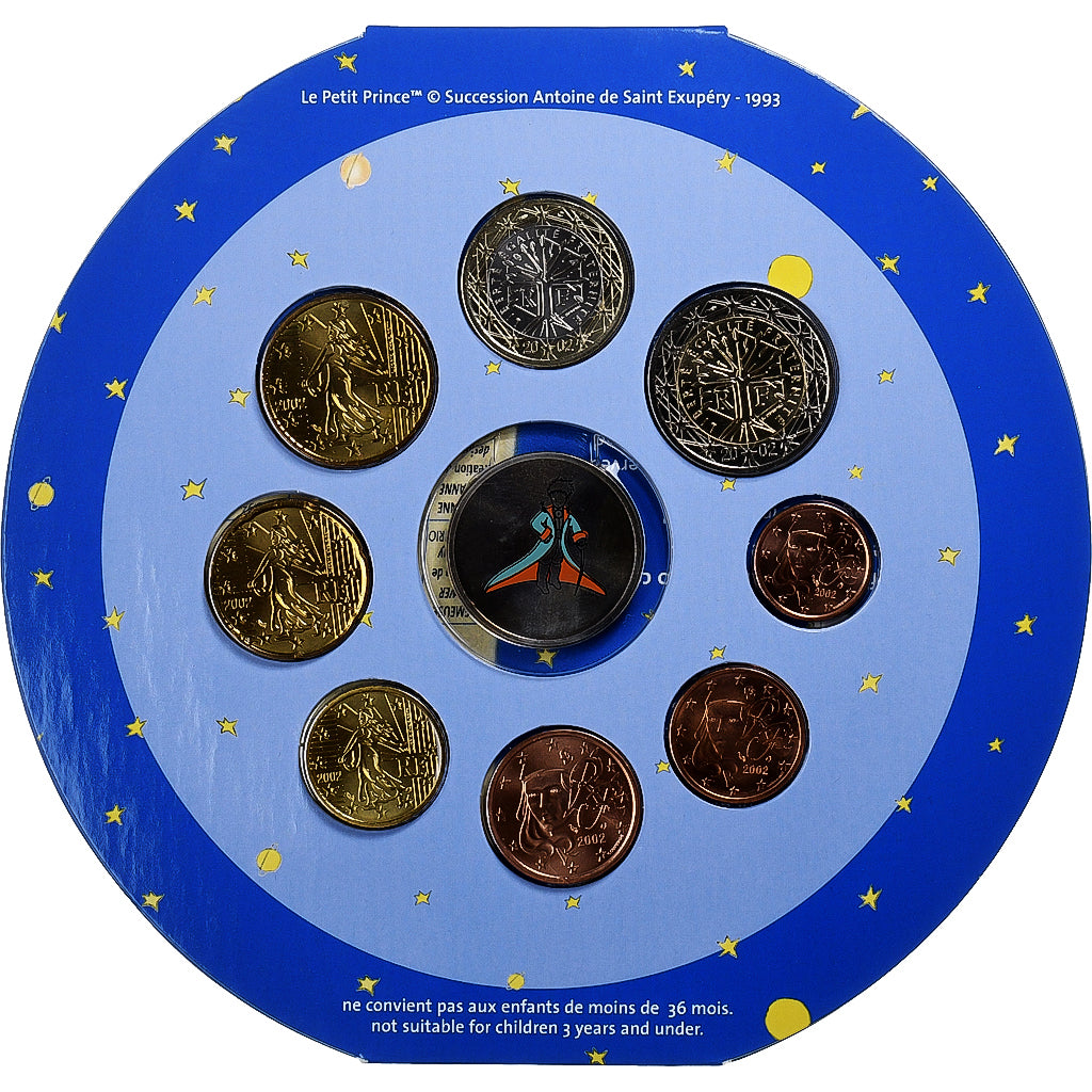 Francia, Coffret 1c. à 2€ + jeton, Petit Prince, BU, 2002, Monnaie de Paris