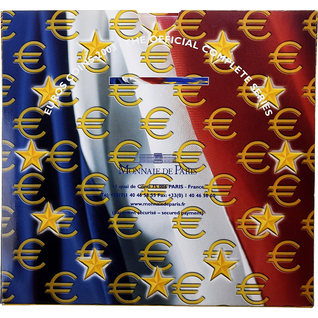 France, 1 Cent to 2 Euro, BU, 2003, Monnaie de Paris, MS(65-70)