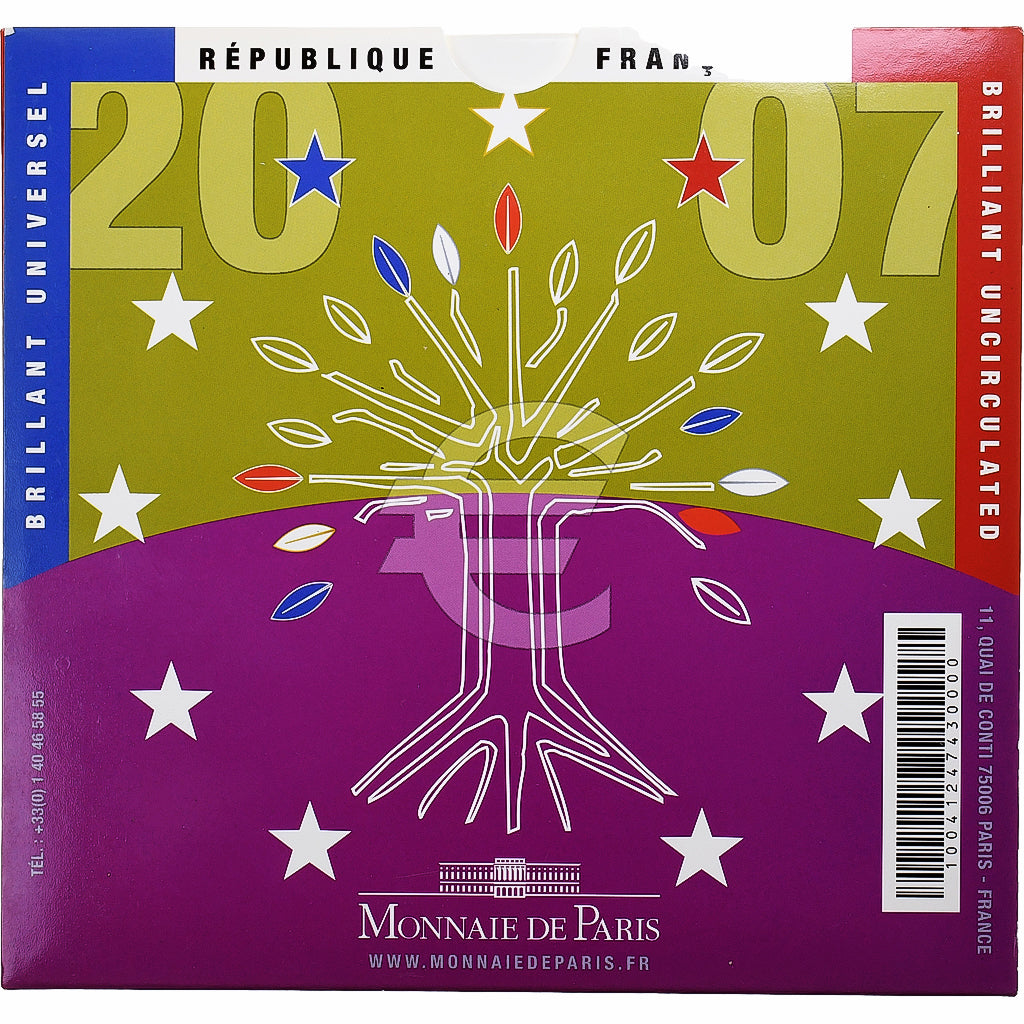 France, 1 Cent to 2 Euro, BU, 2007, Monnaie de Paris, FDC
