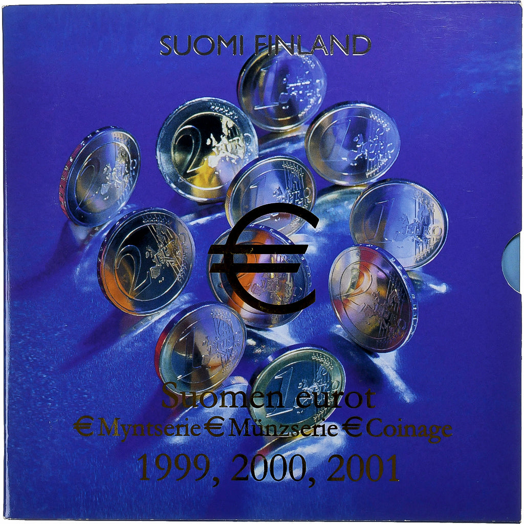Finlande, 1 Cent to 2 Euro, BU, 1999, 2000, 2001, Vantaa, FDC