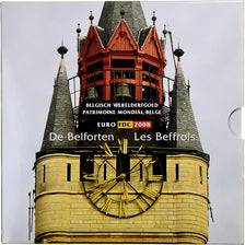 Belgium, Albert II, Coffret 1c. à 2€ + jeton, Les Beffrois, BU, 2008