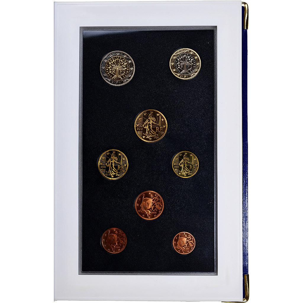 Francja, 1 Cent to 2 Euro, Proof, 2001, Monnaie de Paris, ND, MS(65-70)