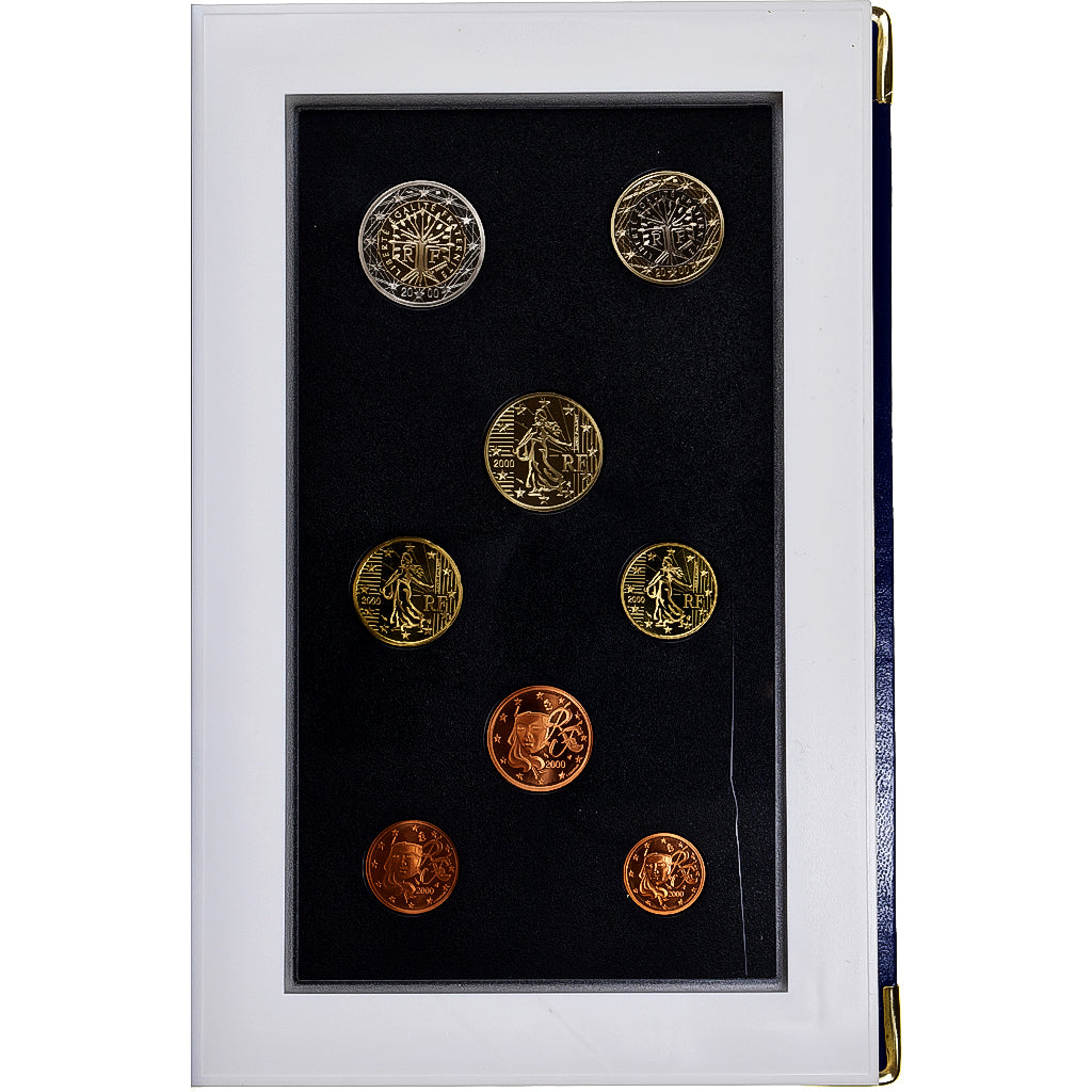 Francja, 1 Cent to 2 Euro, Proof, 2000, Monnaie de Paris, ND, MS(65-70)