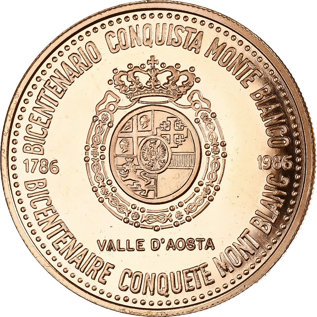 Italie, Médaille, Bicentenario della conquista Monte Bianco, 1986, Bronze, BE